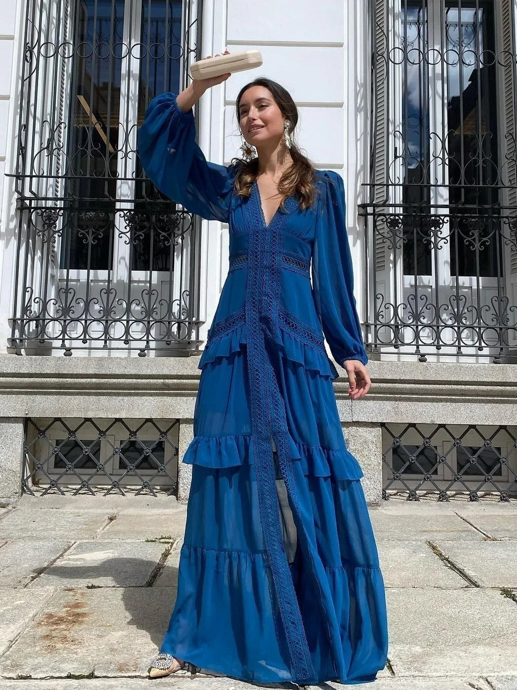 Vestido Feminino Longo Manga - Josy