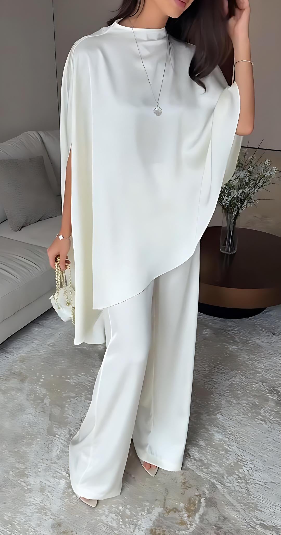 Conjunto Feminino Pima – Blusa Estilo Poncho e Calça Reta com Elástico