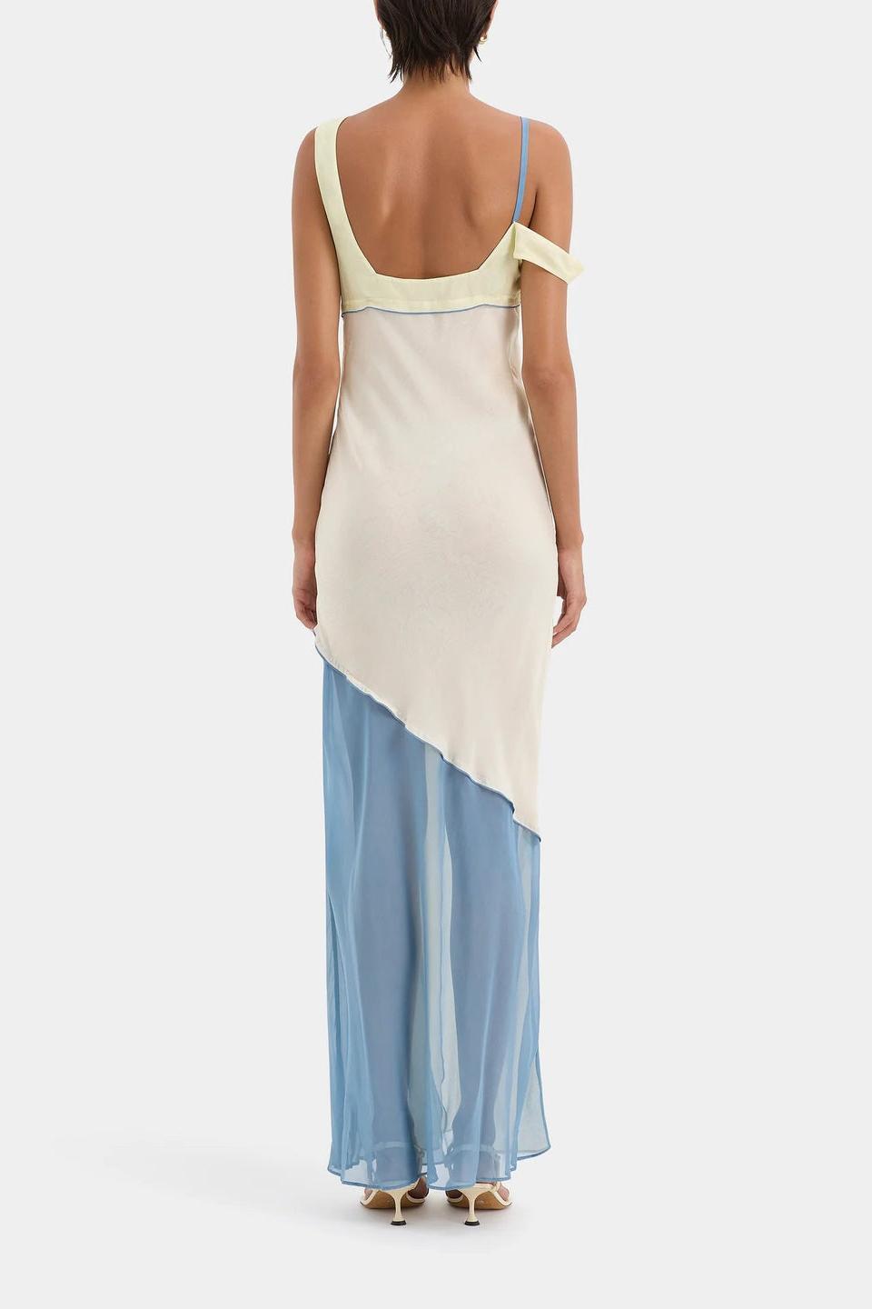 Vestido Thames Splice – Midi Assimétrico em Chiffon