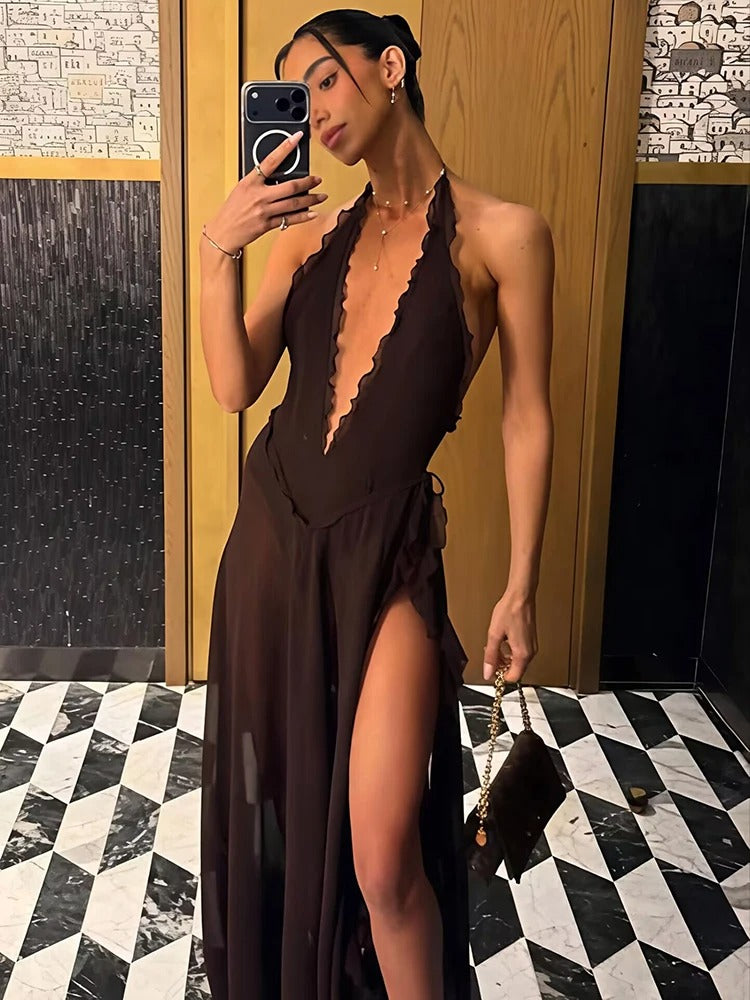 Vestido Longo Ravena Chocolate