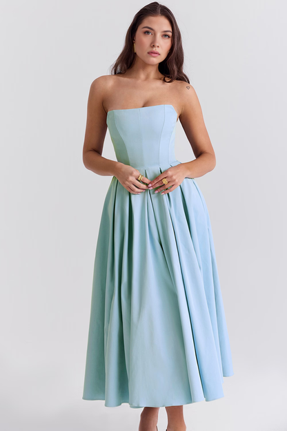 Vestido Longo Tomara que Caia Bustier Celeste