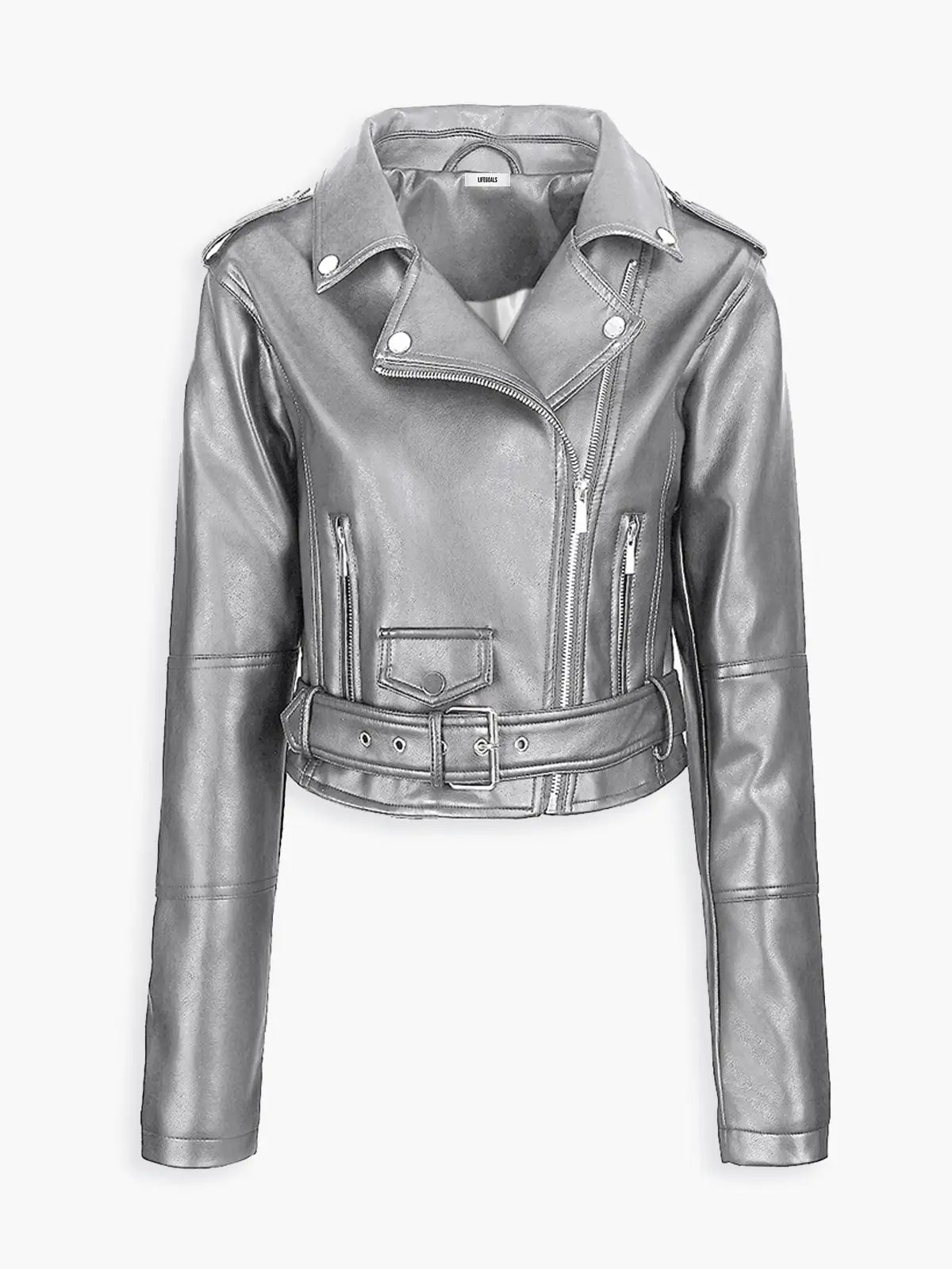 Jaqueta Biker Cropped de Couro Sintético - AiRin