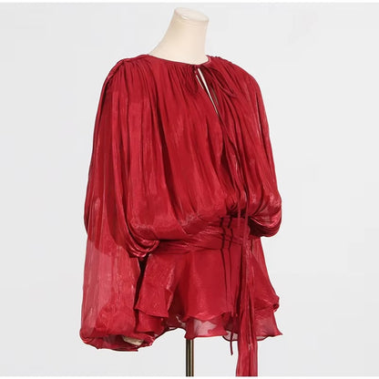 Vestido Feminino Acetinado Plissado -  Izuke
