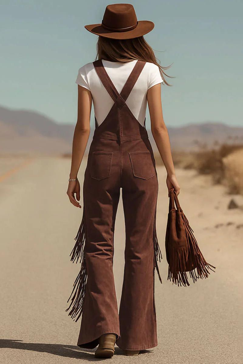 Macacão Boho Camurça com Franjas – Serena