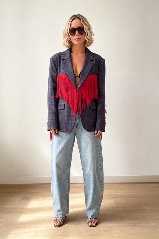 Blazer Kaelith com Franjas Vermelhas nas Costas
