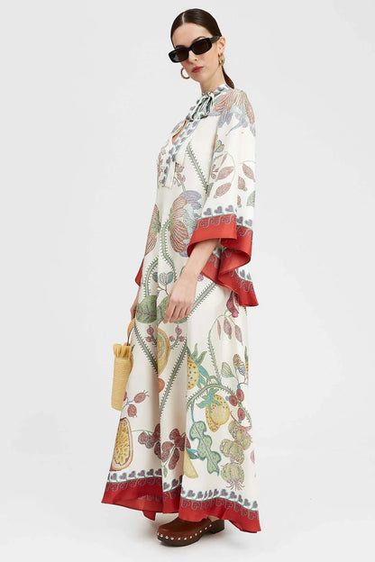 Vestido Longo Estampado Magnifico em Cetim