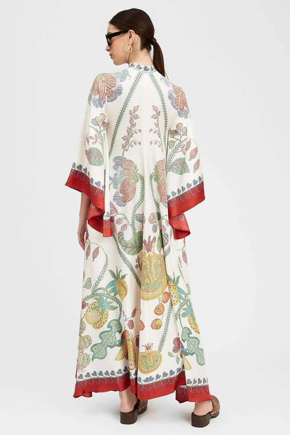 Vestido Longo Estampado Magnifico em Cetim