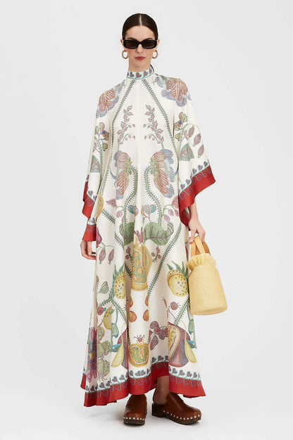 Vestido Longo Estampado Magnifico em Cetim