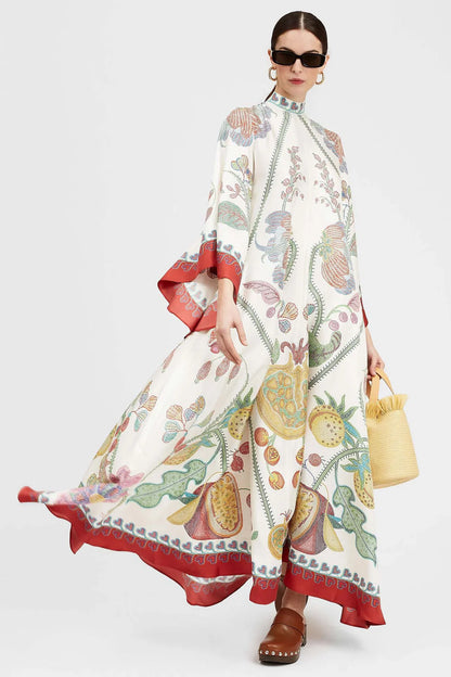 Vestido Longo Estampado Magnifico em Cetim