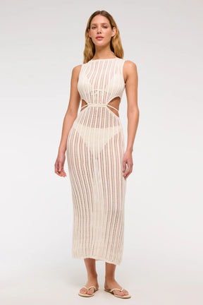 Saída de Praia Longa em Crochê com Recortes e Amarração