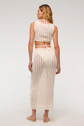 Saída de Praia Longa em Crochê com Recortes e Amarração