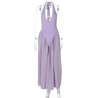 Vestido Feminino Elegante Eudora – Longo Decote Profundo e Costas Nuas