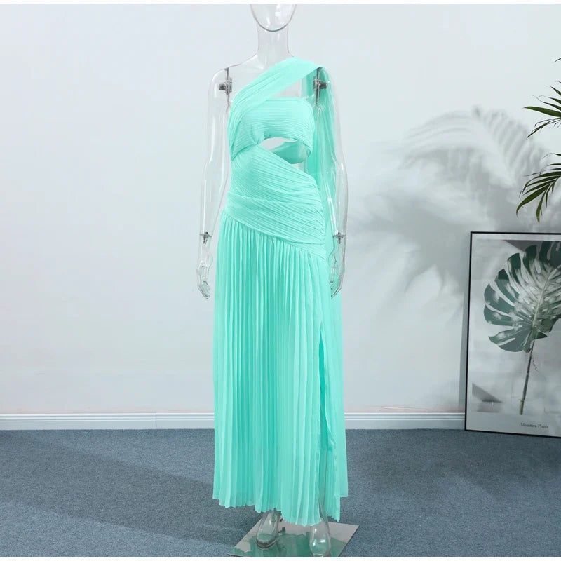 Vestido Longo Plissado Evangeline
