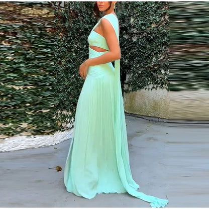 Vestido Longo Plissado Evangeline