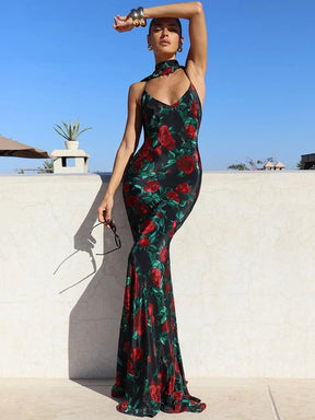 Vestido Lumara Stellar – Halter Estampado Sem Costas