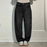 Calça Jeans Feminina Cintura Alta com Strass Luxuosos