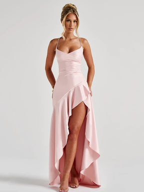 Vestido Feminino Elegante Fenda – Aline