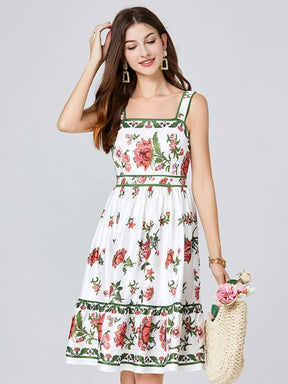 Vestido Floral Encanto de Verão – Alças Finas e Costas Abertas