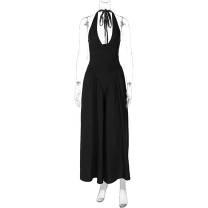 Vestido Feminino Elegante Eudora – Longo Decote Profundo e Costas Nuas