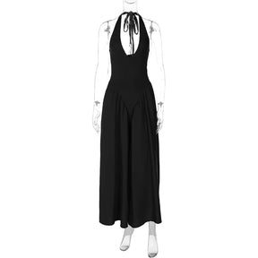 Vestido Feminino Elegante Eudora – Longo Decote Profundo e Costas Nuas