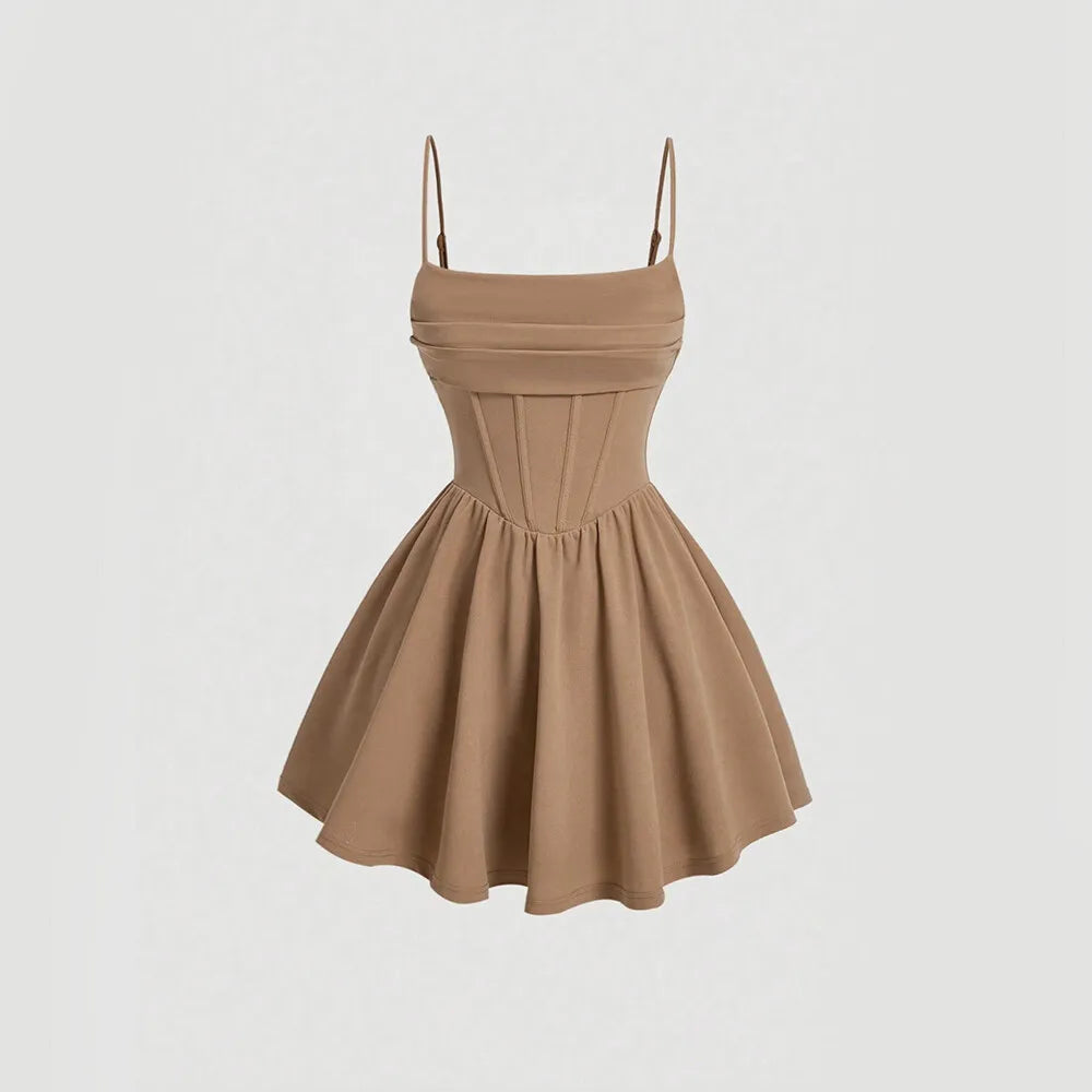 Vestido Feminino Curto Vermelho com Decote Quadrado - Mia
