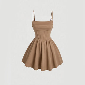 Vestido Feminino Curto Vermelho com Decote Quadrado - Mia