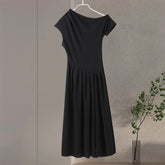 Vestido Longo Elegante – Gola Assimétrica