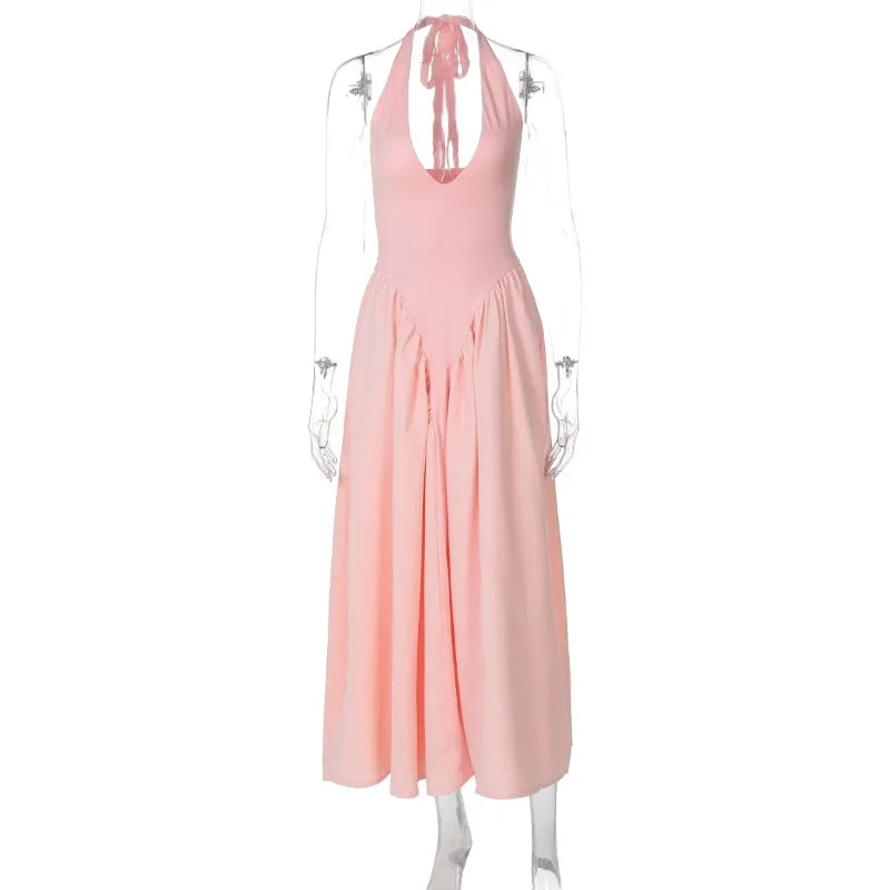 Vestido Feminino Elegante Eudora – Longo Decote Profundo e Costas Nuas