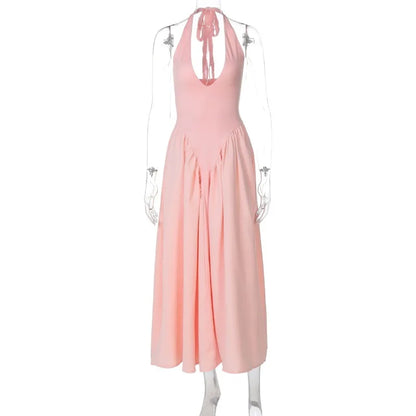 Vestido Feminino Elegante Eudora – Longo Decote Profundo e Costas Nuas