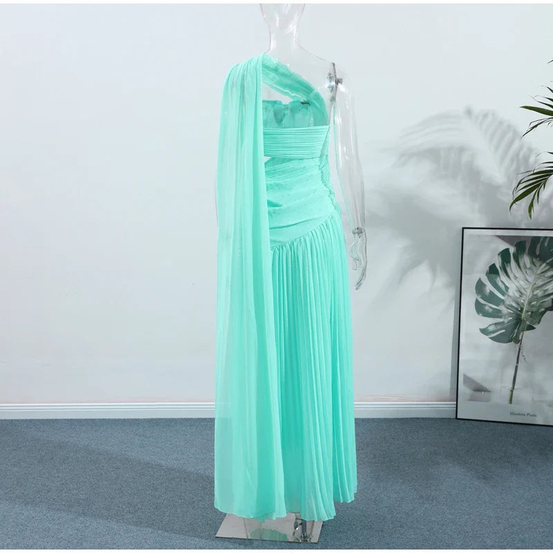 Vestido Longo Plissado Evangeline