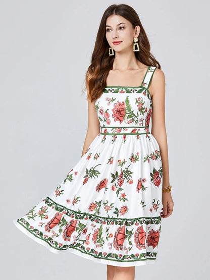 Vestido Floral Encanto de Verão – Alças Finas e Costas Abertas