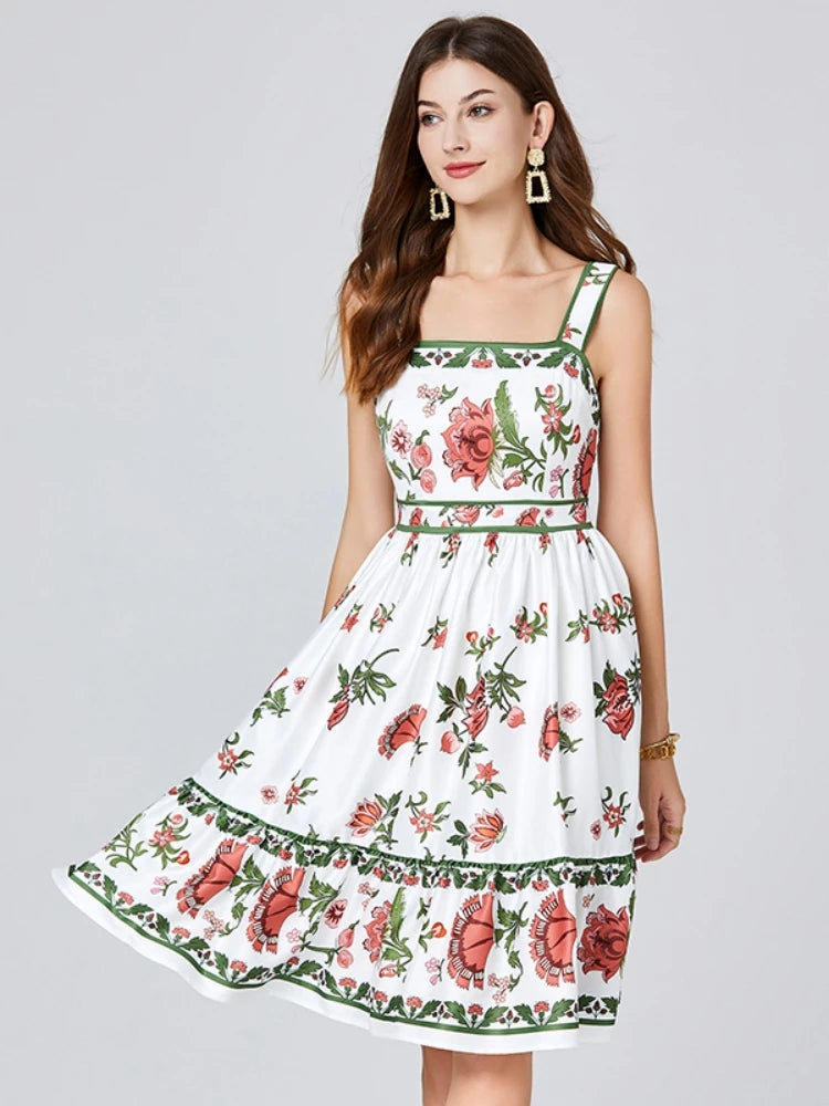 Vestido Floral Encanto de Verão – Alças Finas e Costas Abertas