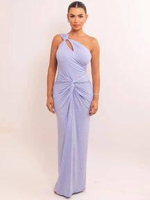 Vestido Longo Elegância Diagonal – Ombro Único e Costas Abertas