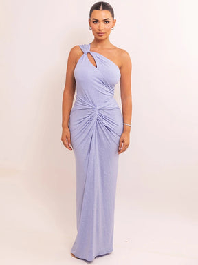 Vestido Longo Elegância Diagonal – Ombro Único e Costas Abertas