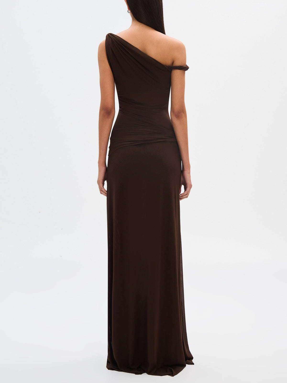 Vestido Longo Drapeado Coffee Espresso