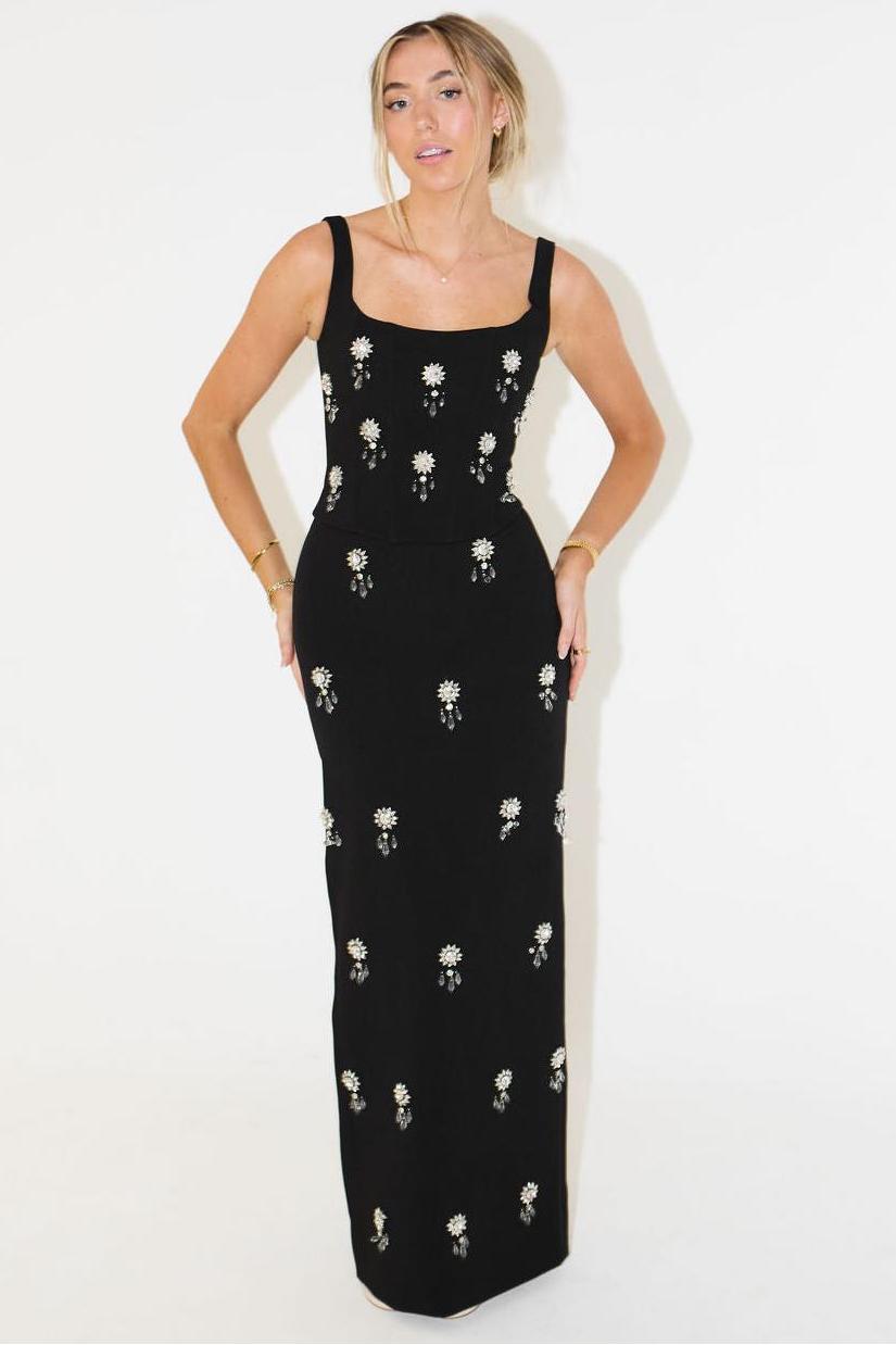 Conjunto Saia Longa + Top Estruturado com Cristais Ultimate Muse