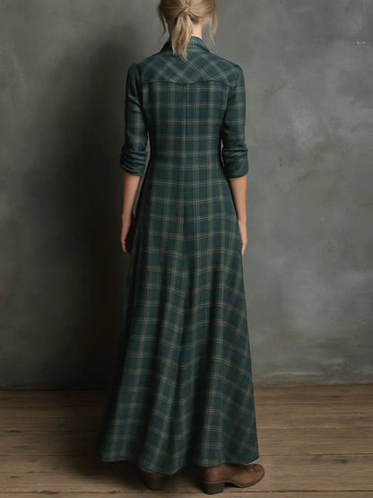 Vestido Maitê Longo Xadrez Verde