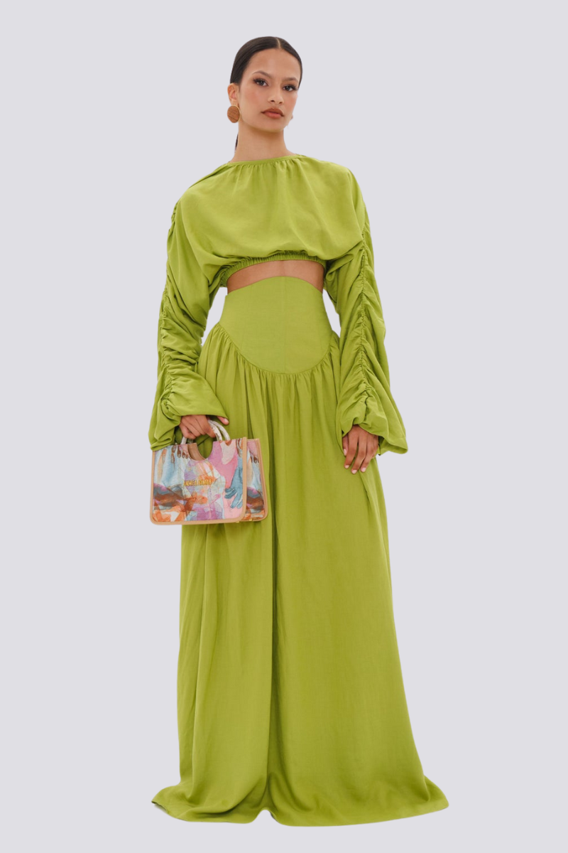 Conjunto Adalicia com Saia Franzida e Blusa de Manga Longa