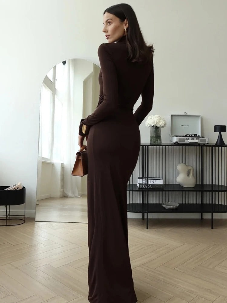 Vestido Longo Gola Alta - Gabriela