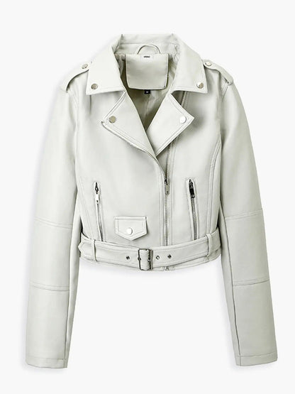 Jaqueta Biker Cropped de Couro Sintético - AiRin