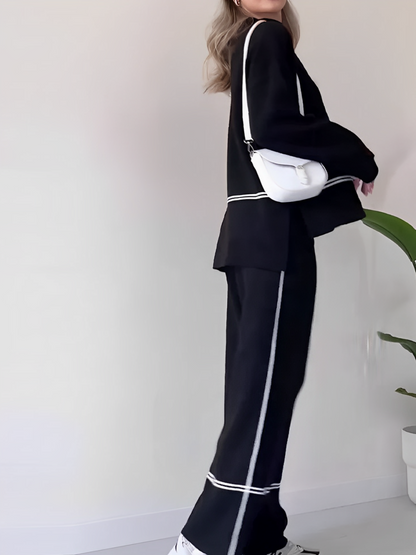 Conjunto Tricô Livia – Suéter Mullet e Calça Cintura Alta
