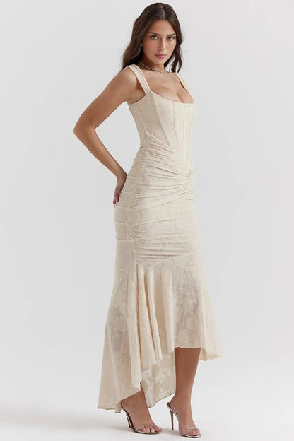 Vestido Longo Floral Decote Coração - Duda
