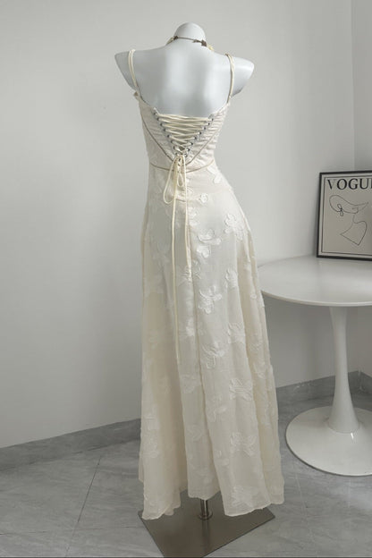 Vestido Longo Elegante com Costas Abertas e Amarração - Flor
