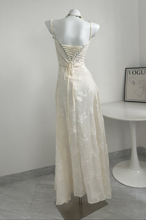 Vestido Longo Elegante com Costas Abertas e Amarração - Flor