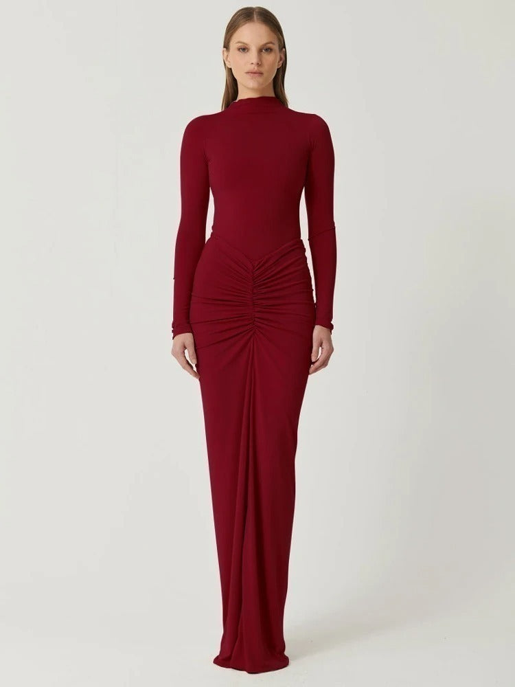 Vestido Longo Elegante Gola - Jaqueline