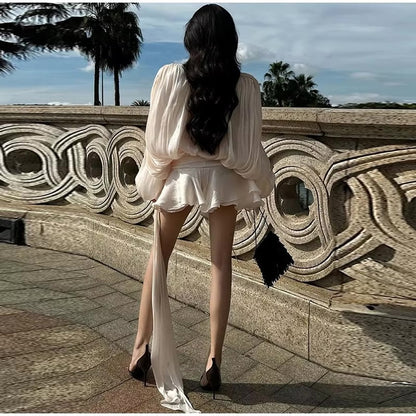 Vestido Feminino Acetinado Plissado -  Izuke