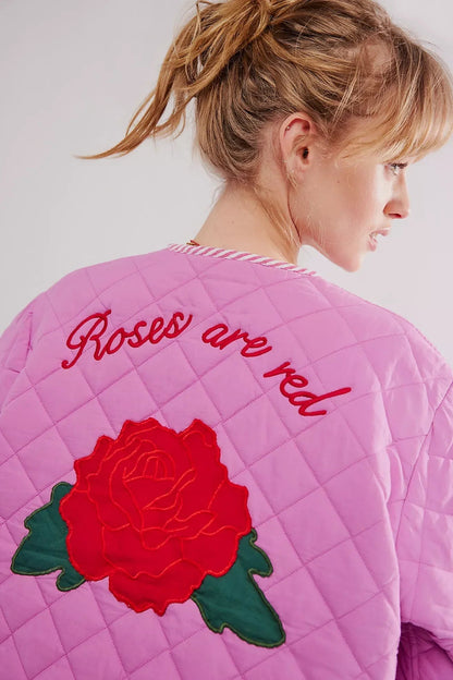 Jaqueta de Algodão Estampada com Gola Redonda - Bertanne