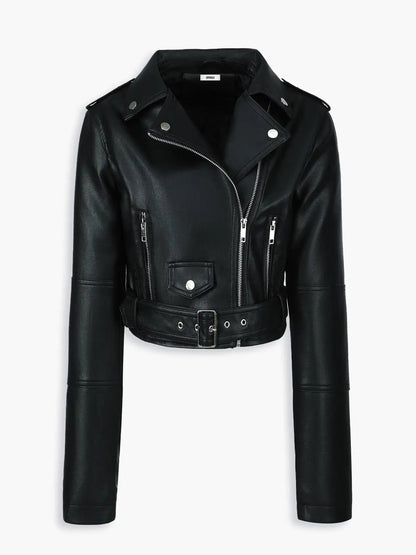 Jaqueta Biker Cropped de Couro Sintético - AiRin