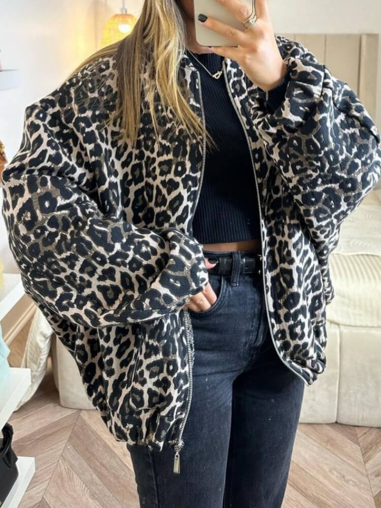 Jaqueta Casual com Estampa Animal Print - Leopard