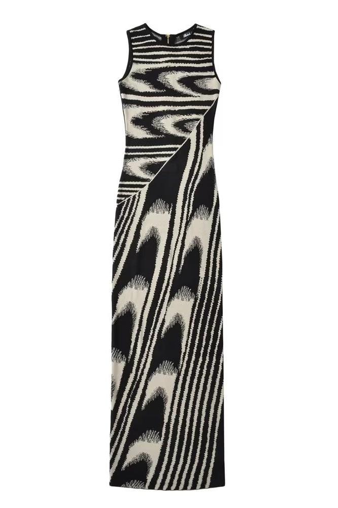 Vestido Kailani Maxi – Tricô com Estampa Jacquard Abstrata